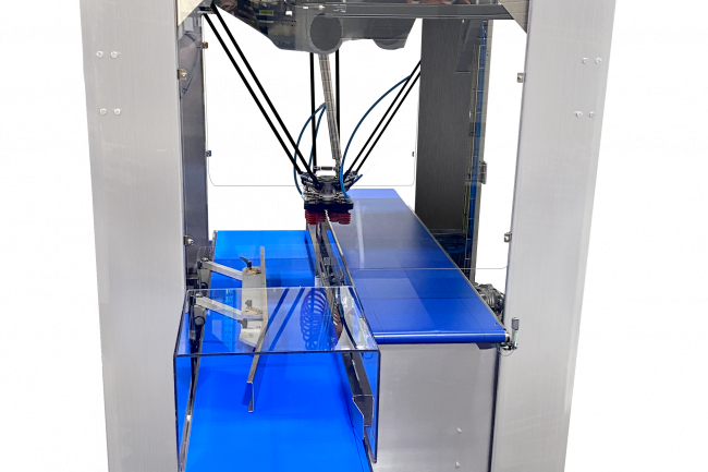 PKR delta medium speed robotic packaging machine side angle